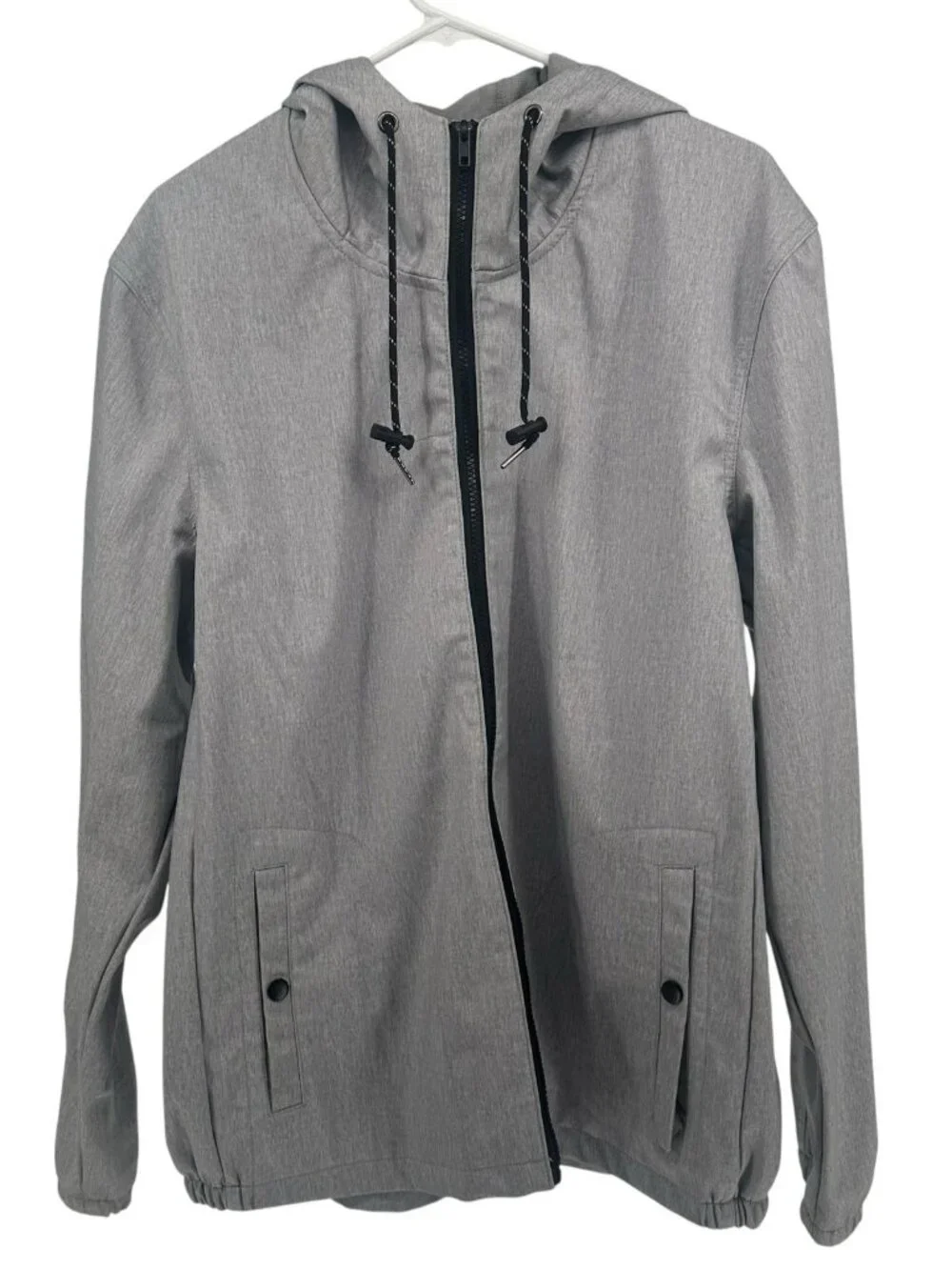 Nomad Mens Heather Grey Full Zip Hooded Windbreaker Jacket‎ Lightweight Pockets